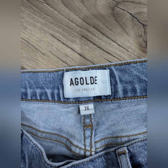 AGOLDE Nico High Rise Slim Fit Jeans Denim Button Fly Distressed Raw Hem 26 - Picture 4 of 10